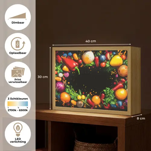 Groente - Graffiti - Kleurrijk - Koken - Abstract Light Box met batterij (Wandlamp) middel -USP_websiteoverzichtNL