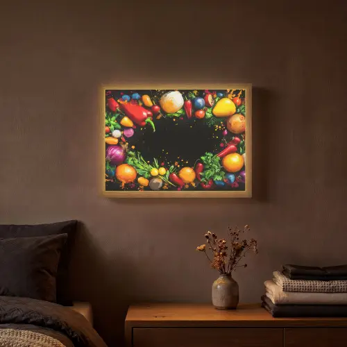 Groente - Graffiti - Kleurrijk - Koken - Abstract Light Box met batterij (Wandlamp) middel -sfeer4