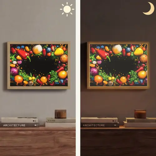Groente - Graffiti - Kleurrijk - Koken - Abstract Light Box met batterij (Wandlamp) middel -sfeer3