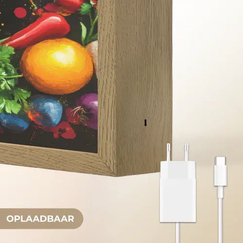 Groente - Graffiti - Kleurrijk - Koken - Abstract Light Box met batterij (Wandlamp) middel -USP_websiteoplaadbaarNL