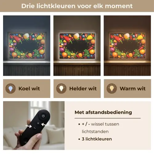 Groente - Graffiti - Kleurrijk - Koken - Abstract Light Box met batterij (Wandlamp) middel -USP_lichtkleurNL