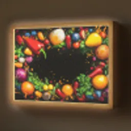 Groente - Graffiti - Kleurrijk - Koken - Abstract Light Box met batterij (Wandlamp) middel -z3d_website