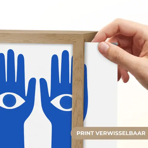 Handen - Twee - Ogen - Blauw Light Box met kabel (Wandlamp) klein -USP_websiteprintNL