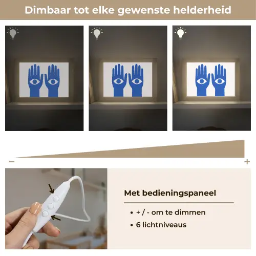 Handen - Twee - Ogen - Blauw Light Box met kabel (Wandlamp) klein -USP_dimbaarNL