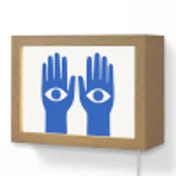 Handen - Twee - Ogen - Blauw Light Box met kabel (Wandlamp) klein -3d