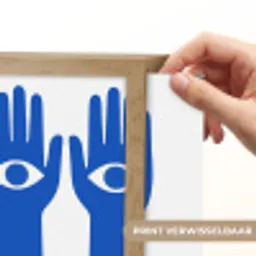 Handen - Twee - Ogen - Blauw Light Box met kabel (Wandlamp) klein -USP_websiteprintNL