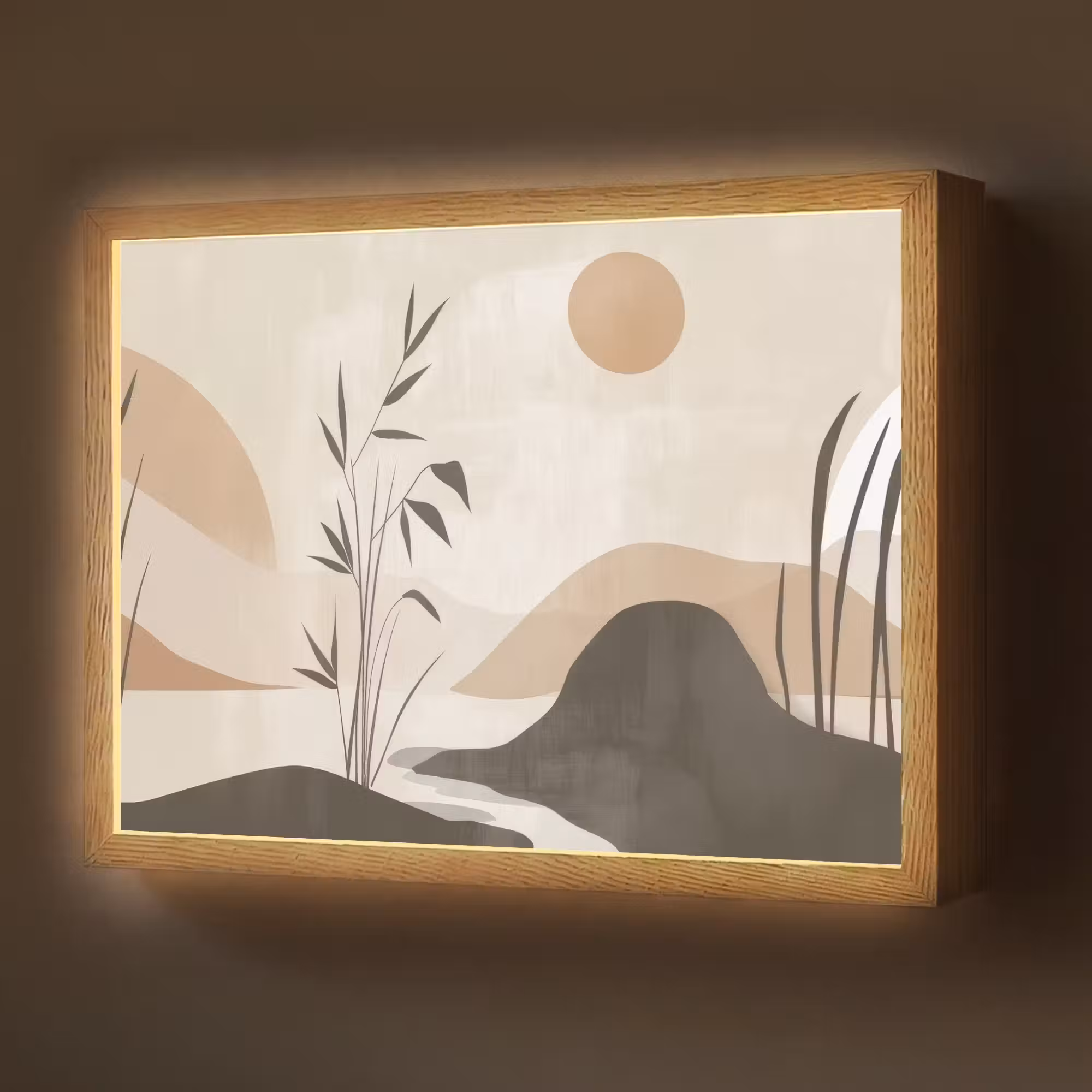 Lightbox - Wandlamp - Japandi - Landschap - Beige