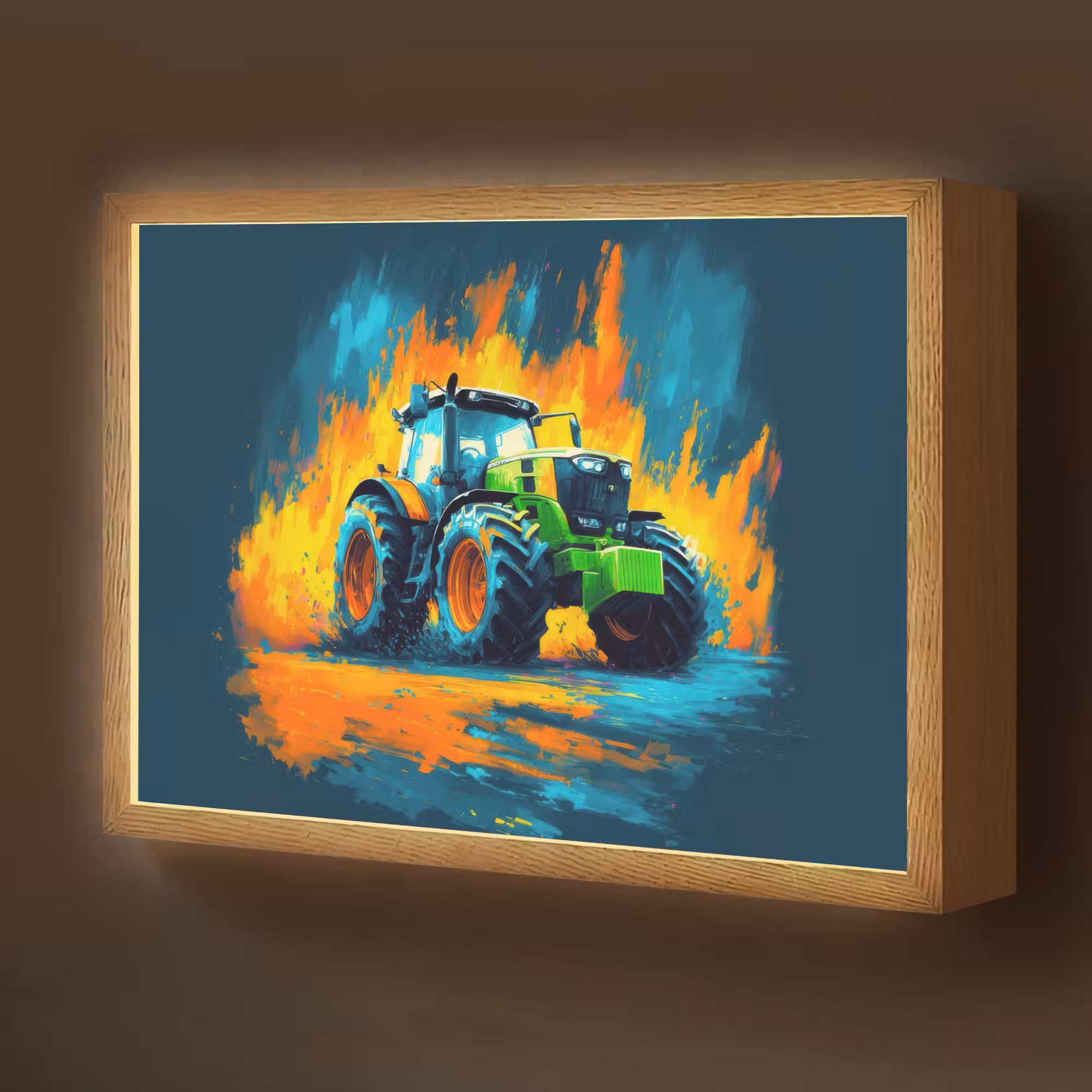 Lightbox - Wandlamp kinderkamer - Abstract - Tractor - Groen