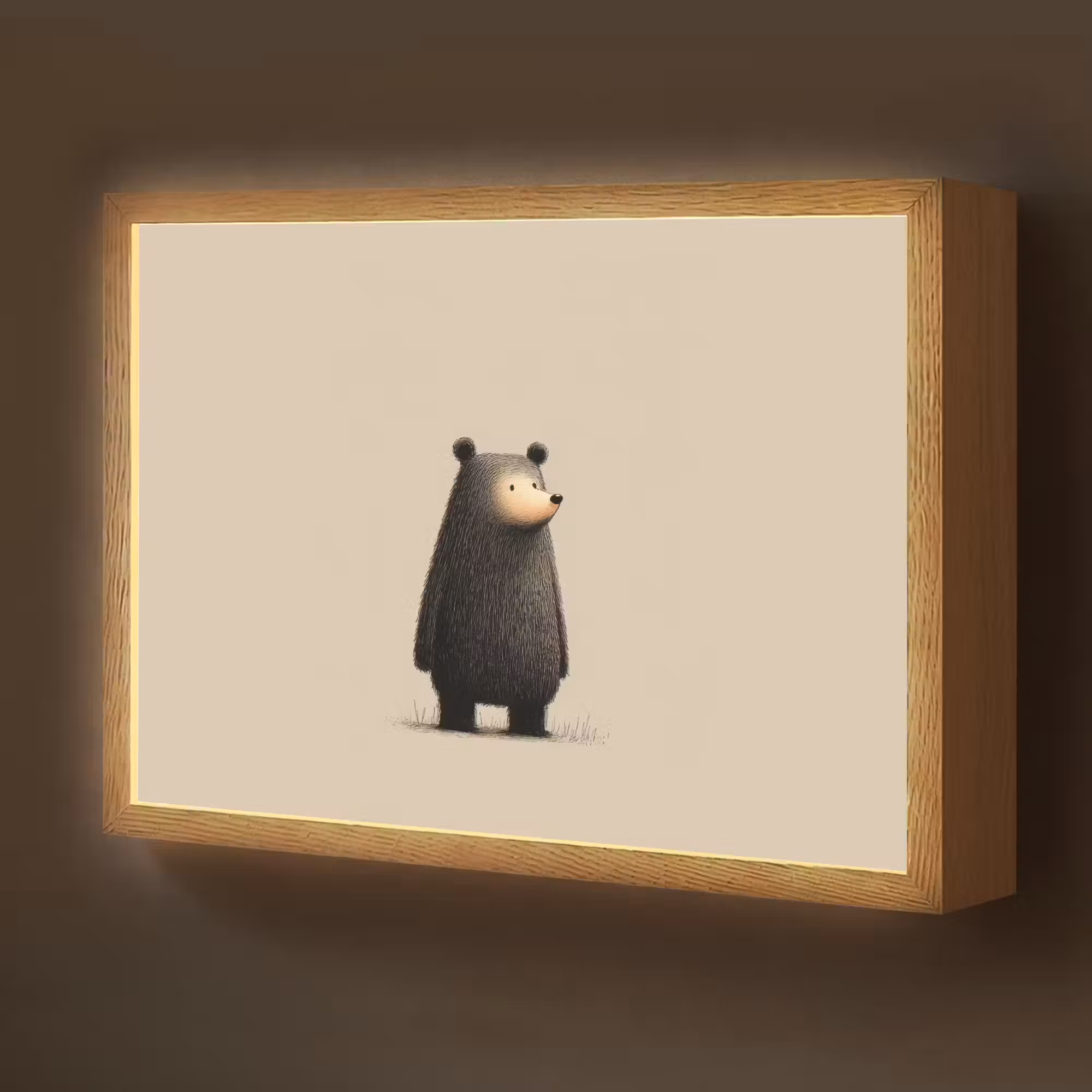Lightbox - Wandlamp kinderkamer - Beer - Donkerbruin - Minimalistisch