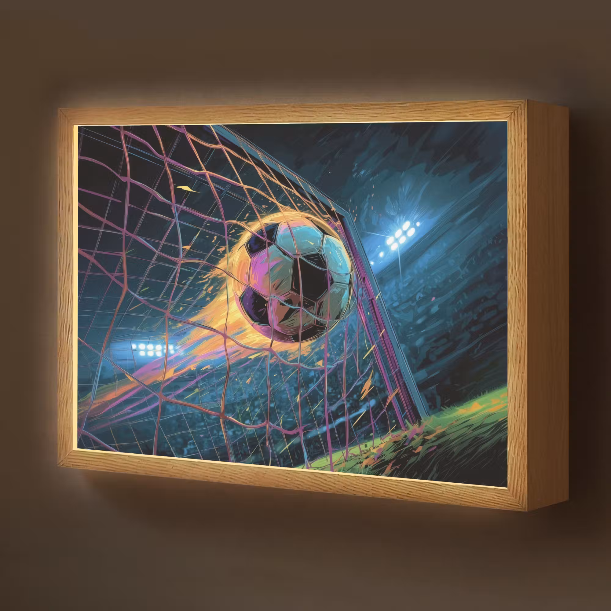 Lightbox - Wandlamp kinderkamer - Goal - Voetbal - Vuur - Stadion