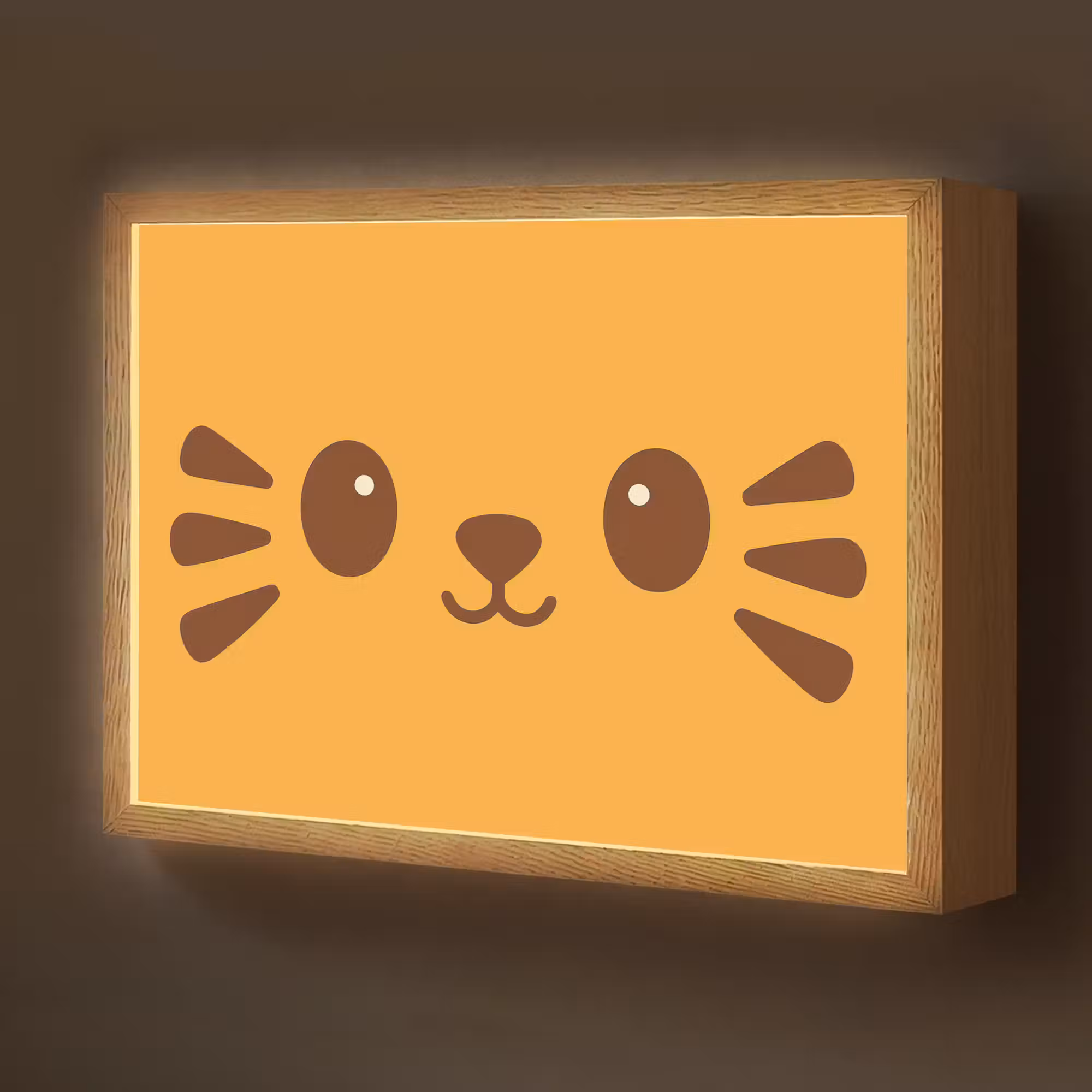 Lightbox - Wandlamp kinderkamer - Kat - Simplistisch - Oranje - Vrolijk