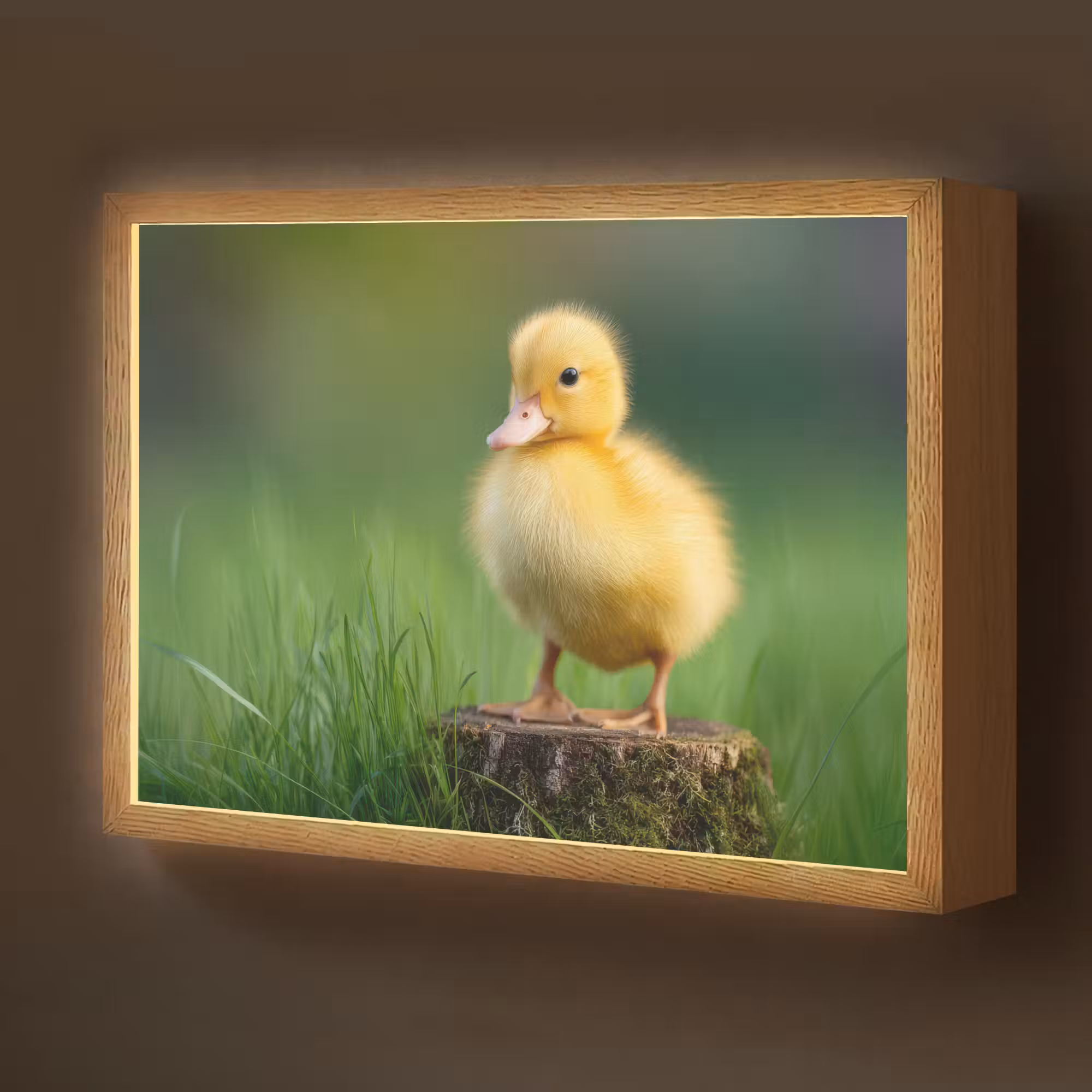 Lightbox - Wandlamp kinderkamer - Kuiken - Eend - Geel - Gras