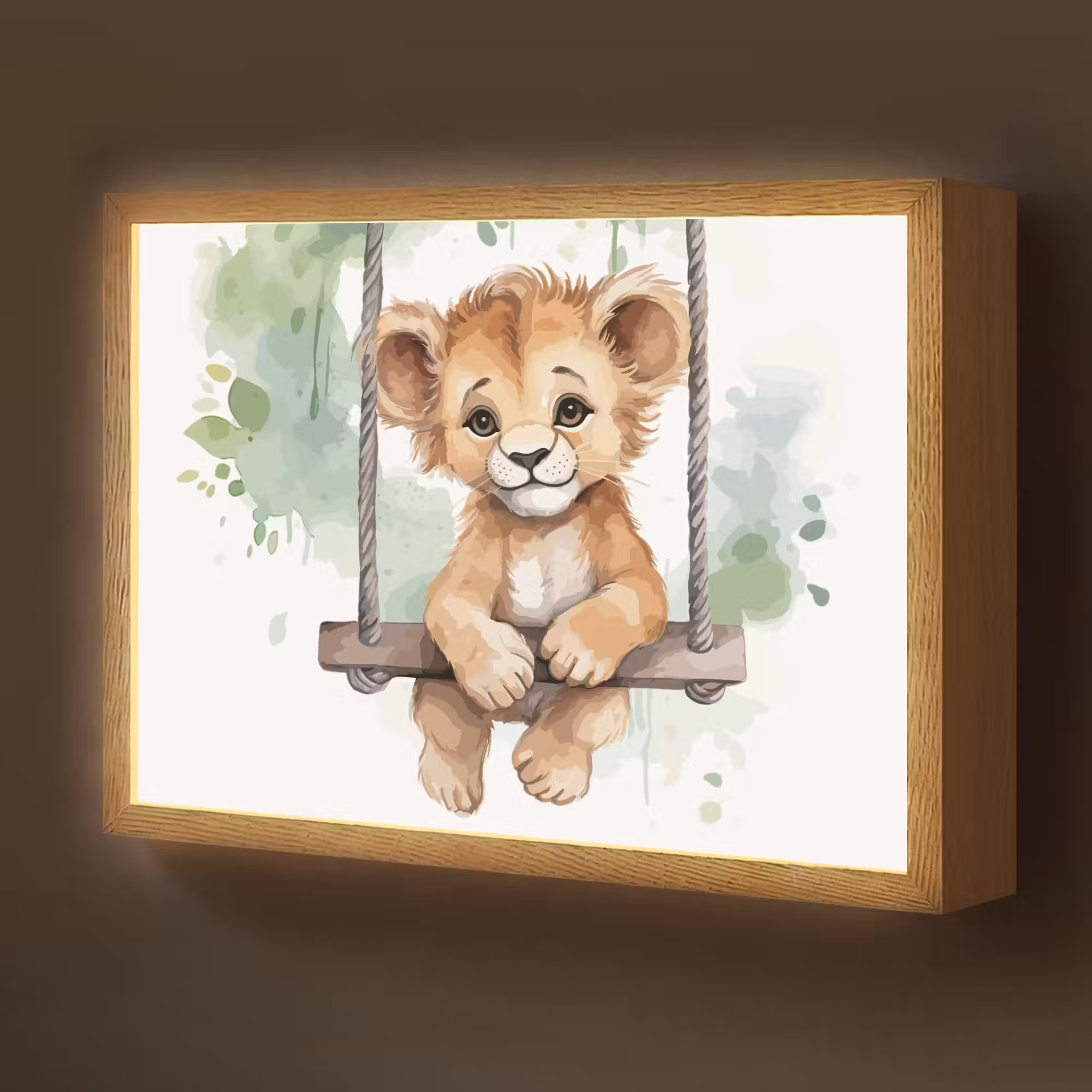 Lightbox - Wandlamp kinderkamer - Leeuw - Dier - Kinderen - Jungle