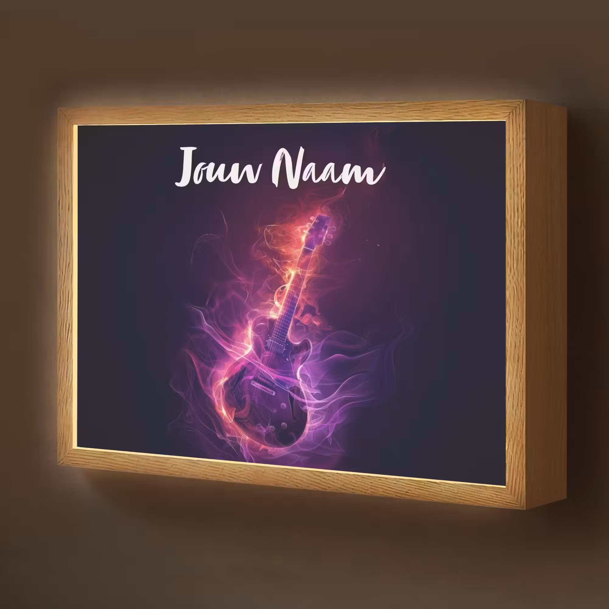 Lightbox - Wandlamp kinderkamer met naam - Gitaar - Muziek - Rook - Paars