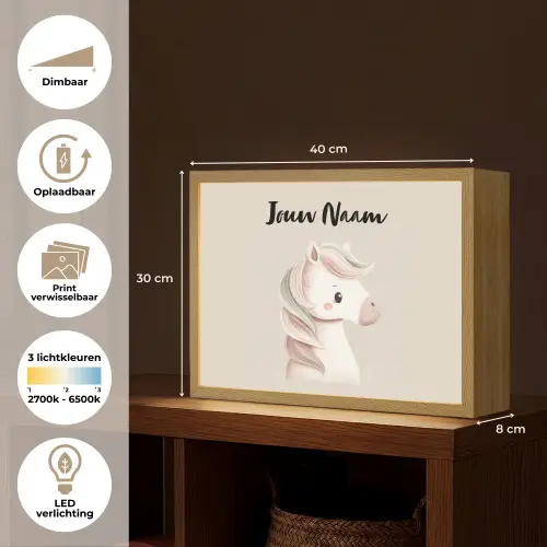 Pony - Beige - Manen - Pastel Light Box met batterij (Wandlamp kind) middel -USP_websiteoverzichtNL