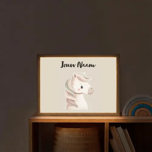 Pony - Beige - Manen - Pastel Light Box met batterij (Wandlamp kind) middel -sfeer1_kind