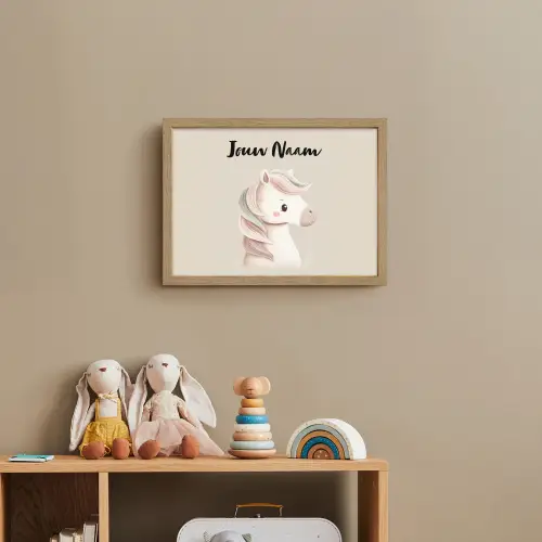 Pony - Beige - Manen - Pastel Light Box met batterij (Wandlamp kind) middel -sfeer2_kind