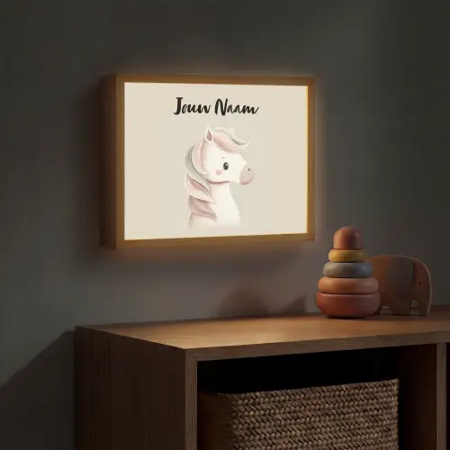 Pony - Beige - Manen - Pastel Light Box met batterij (Wandlamp kind) middel -sfeer5_kind