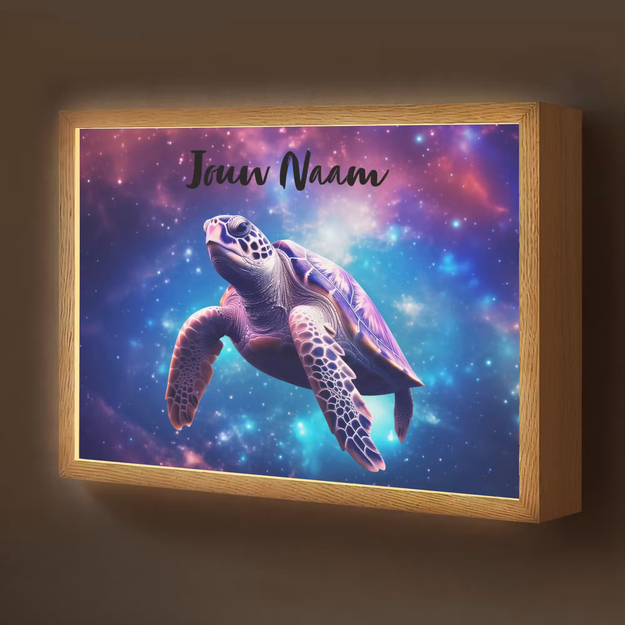 Lightbox - Wandlamp kinderkamer met naam - Schildpad - Dier - Galaxy - Ruimte
