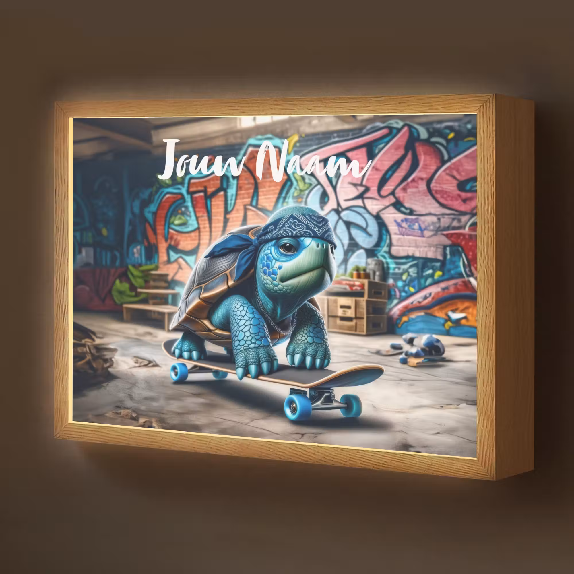 Lightbox - Wandlamp kinderkamer met naam - Schildpad - Graffiti - Skateboard - Jongens