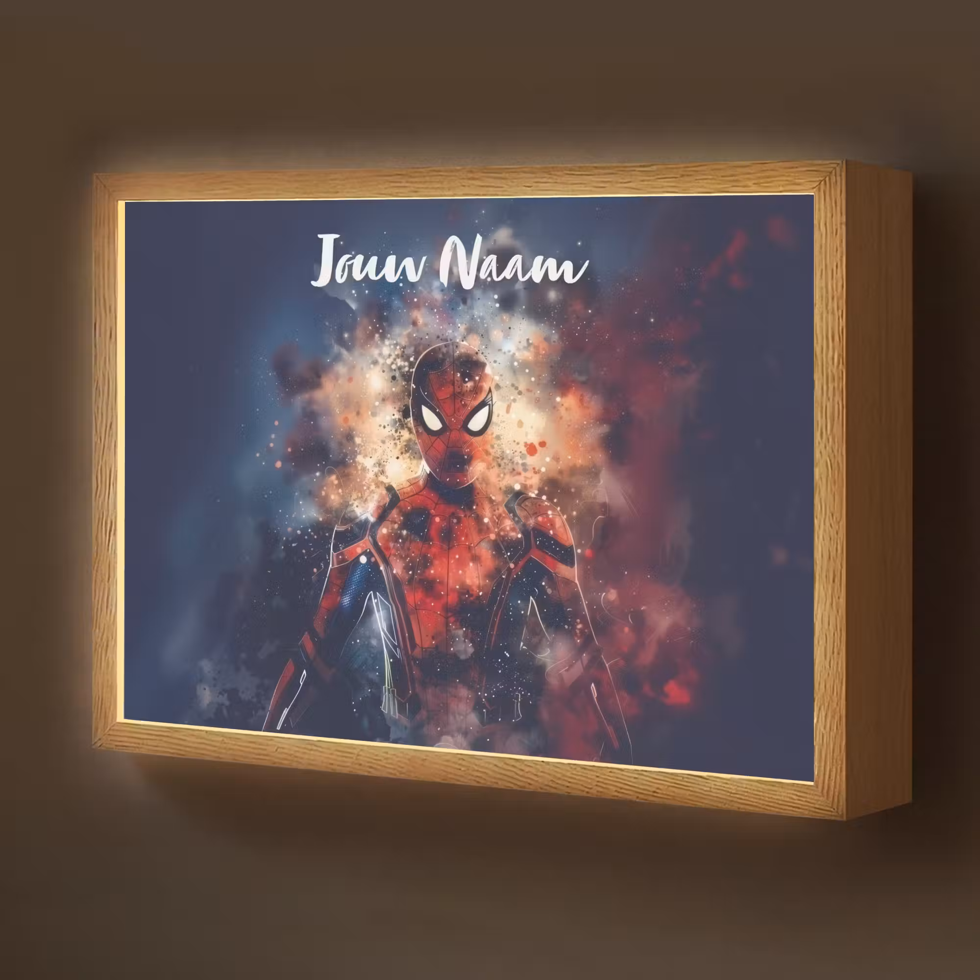 Lightbox - Wandlamp kinderkamer met naam - Superheld - Jongens - Rook - Kleuren