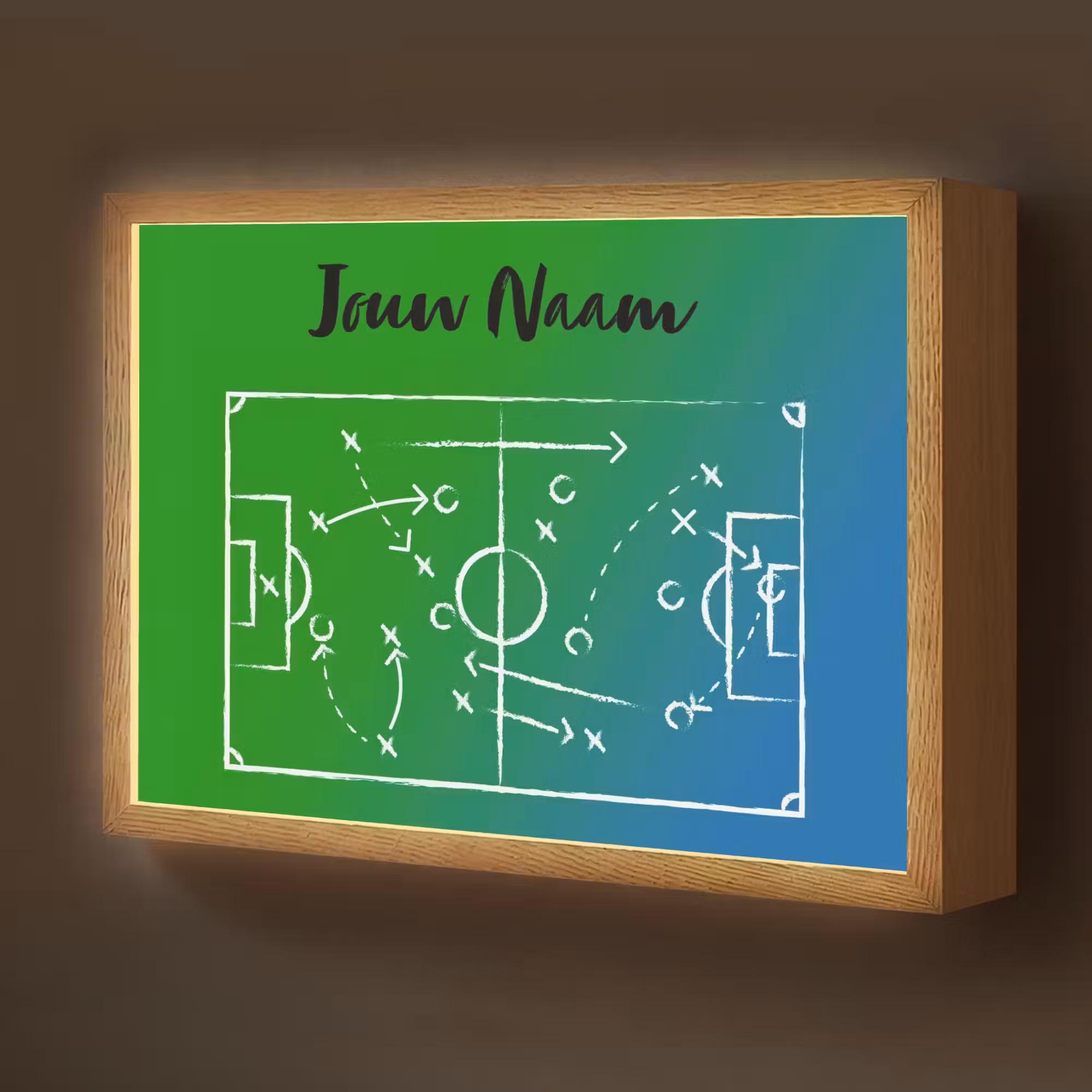 Lightbox - Wandlamp kinderkamer met naam - Voetbal - Tactiek - Spel - Groen - Blauw