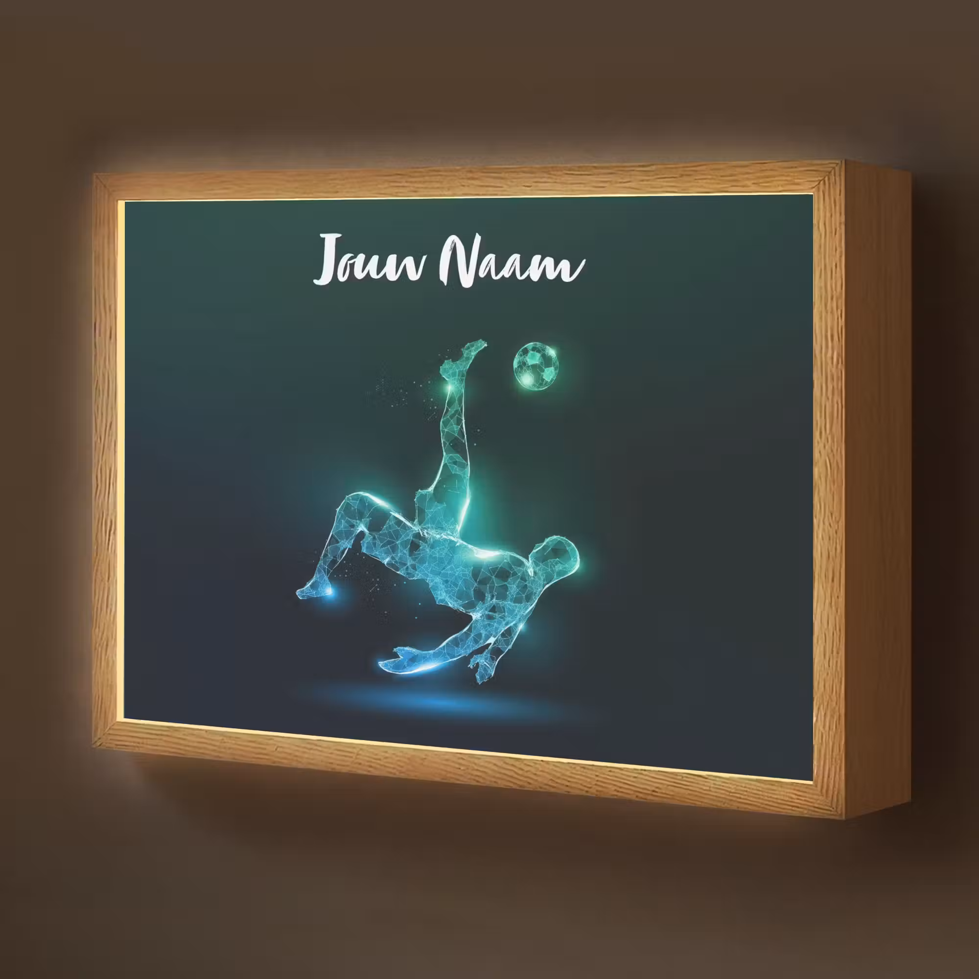 Lightbox - Wandlamp kinderkamer met naam - Voetbal - Voetballer - Jongen - Zwart