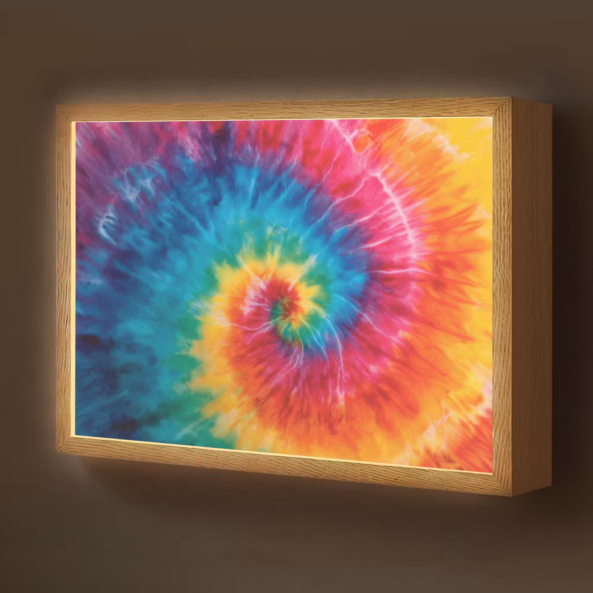 Lightbox - Wandlamp kinderkamer - Regenboog - Tie dye - Kleurrijk - Blauw