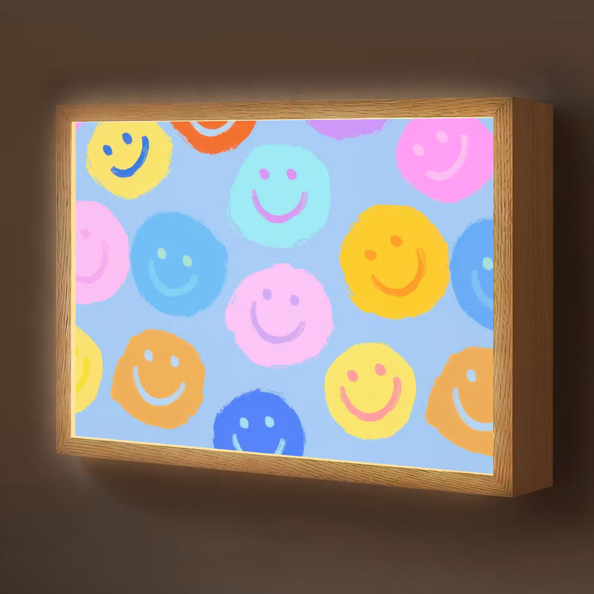 Lightbox - Wandlamp kinderkamer - Smileys - Kleurrijk - Grappig