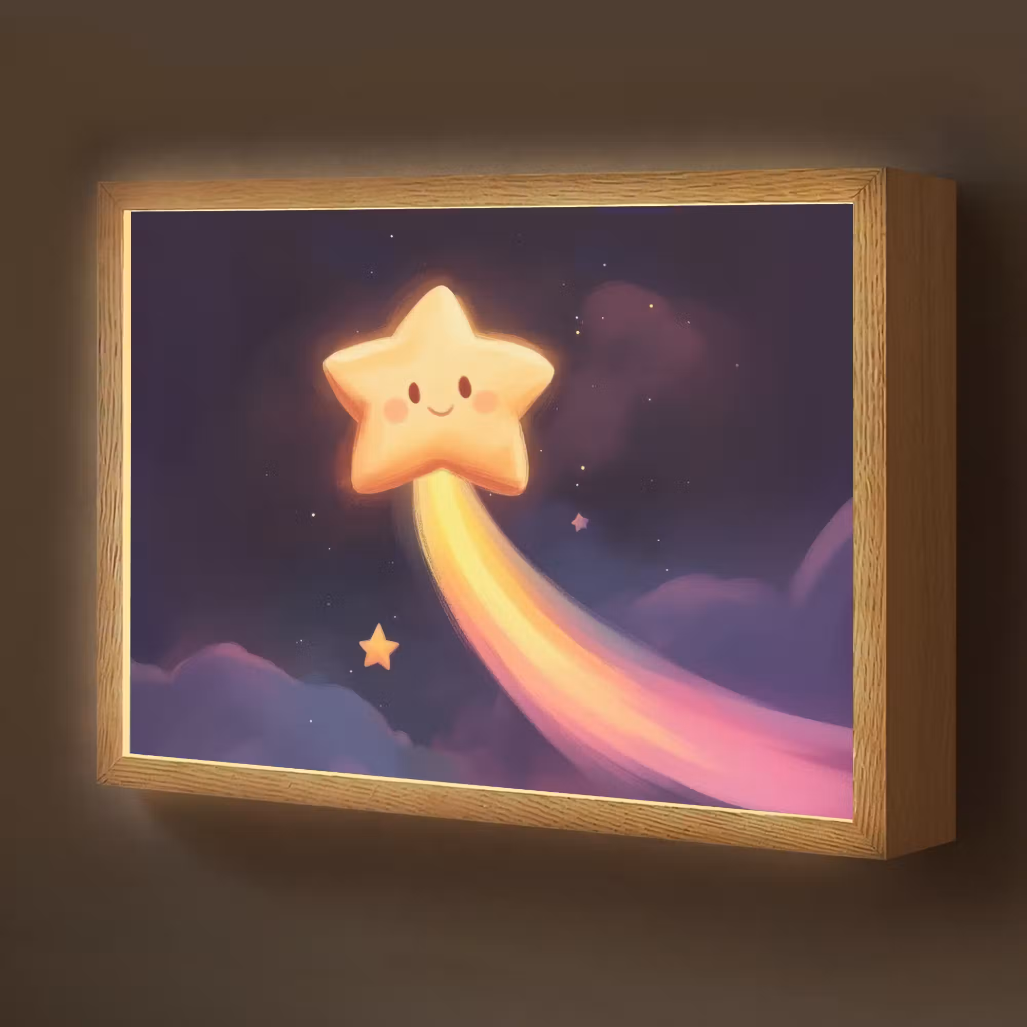 Lightbox - Wandlamp kinderkamer - Ster - Gezichtje - Lichtgevend