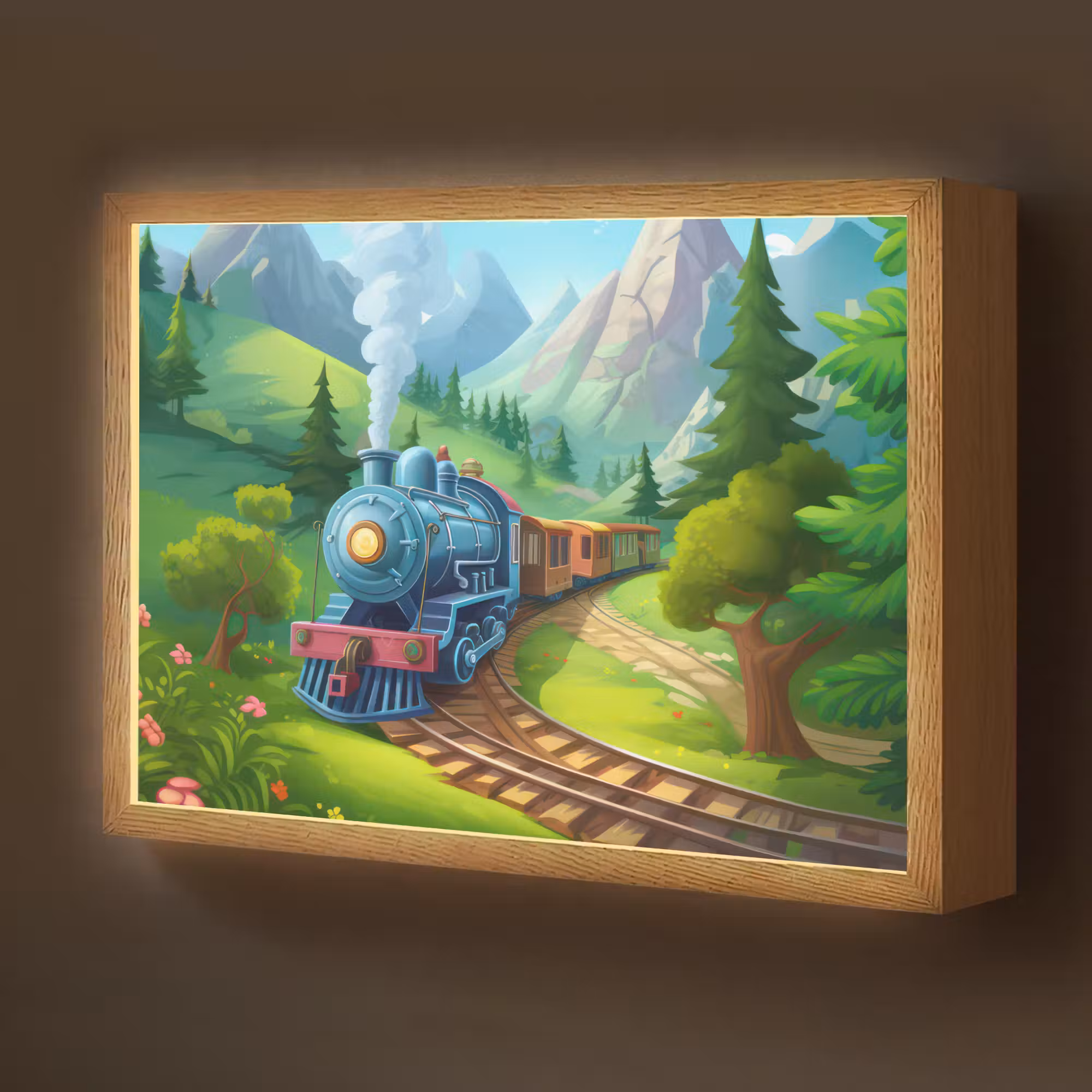 Lightbox - Wandlamp kinderkamer - Trein - Bloemen - Kinderen - Natuur