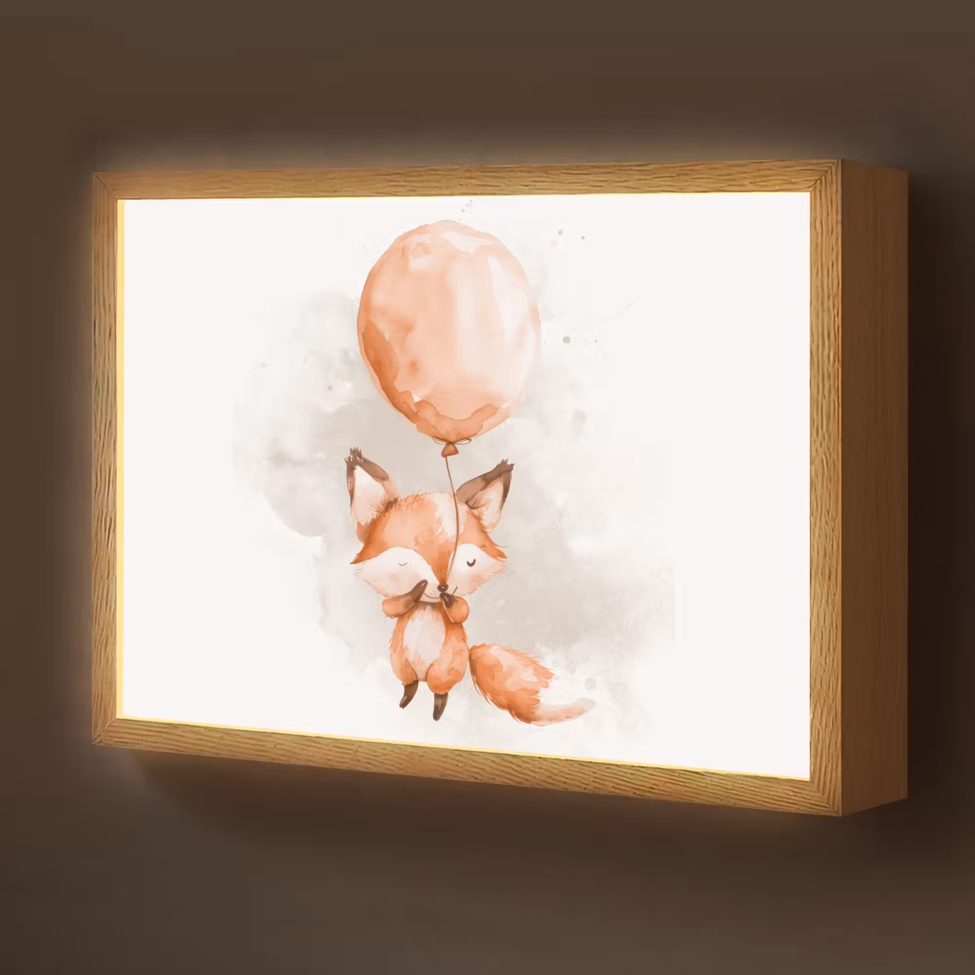 Lightbox - Wandlamp kinderkamer - Vos - Pastel kleuren - Dier