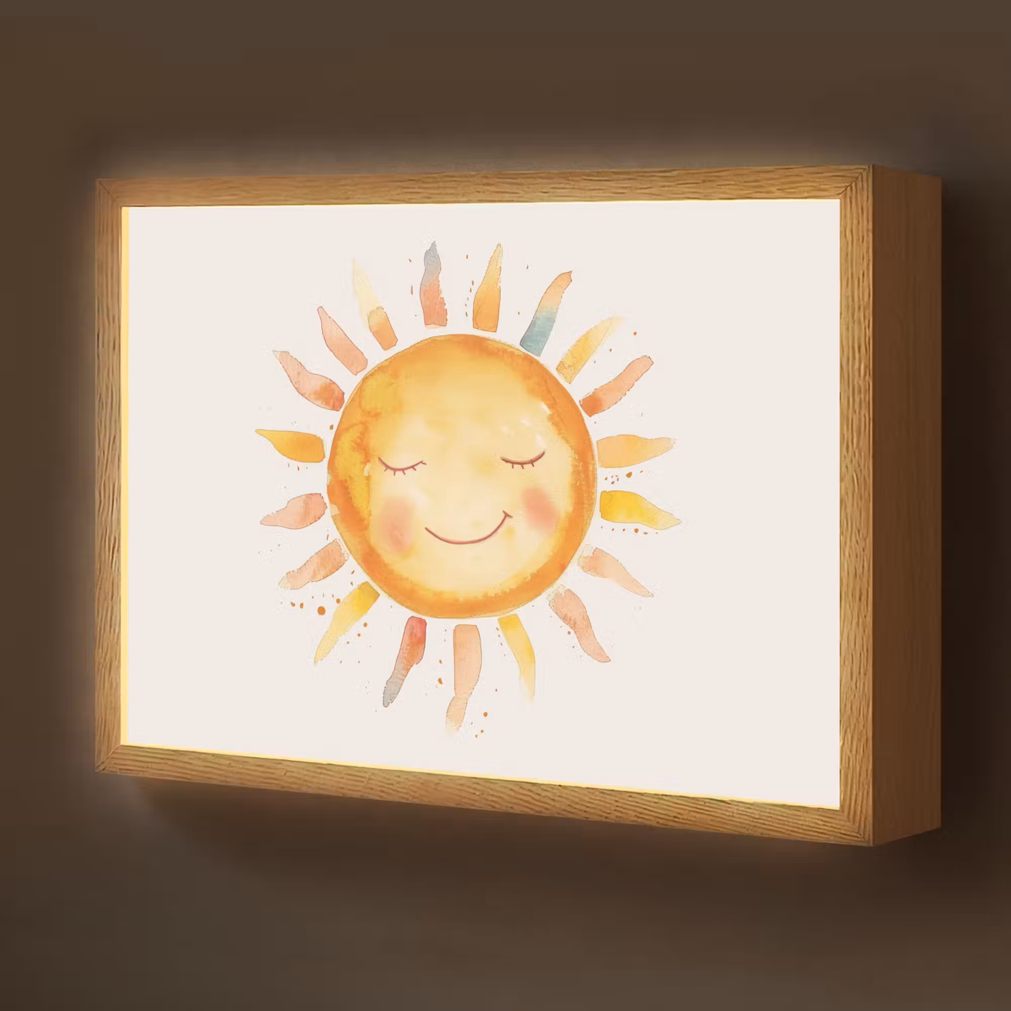 Lightbox - Wandlamp kinderkamer - Zon - Watercolor - Geel