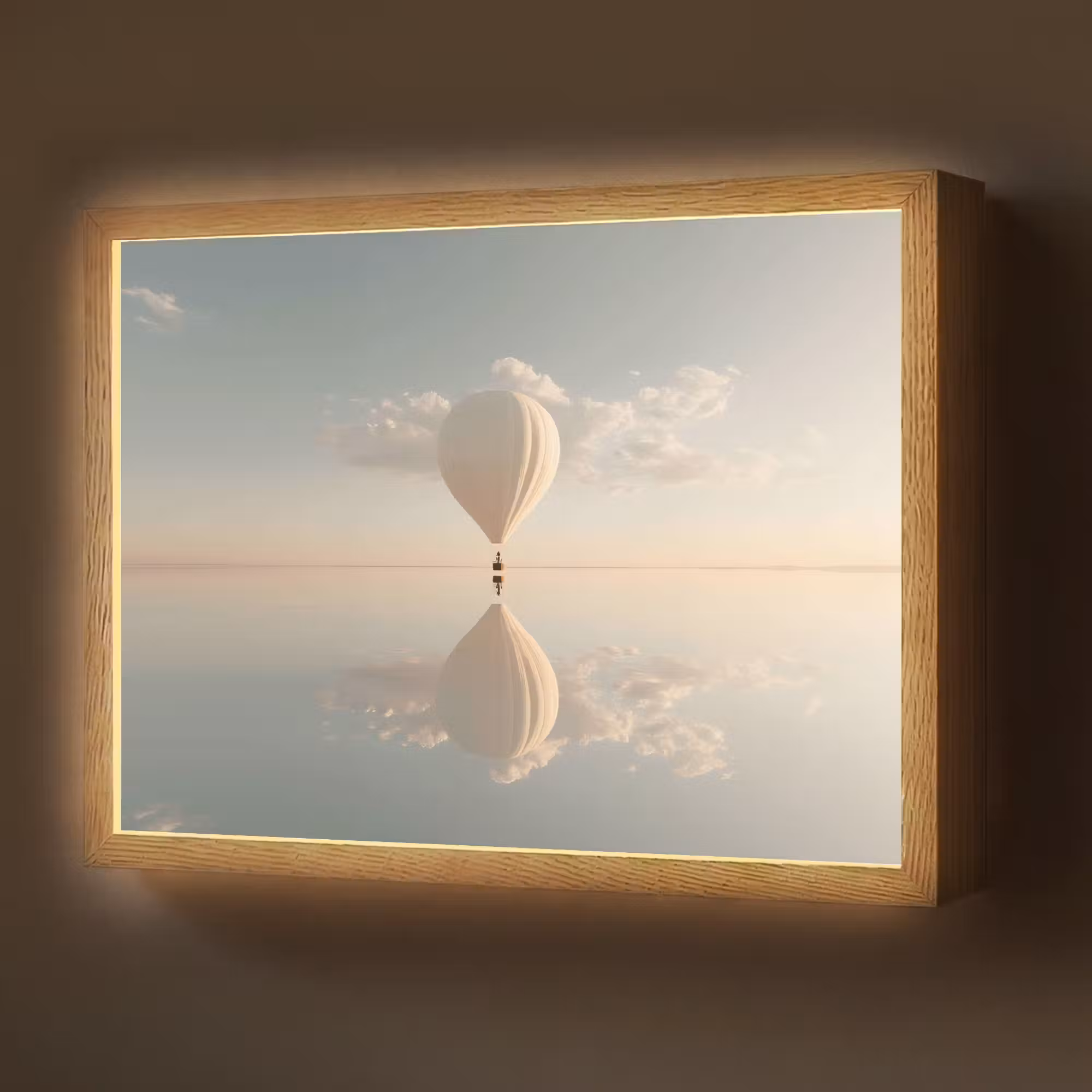 Lightbox - Wandlamp - Luchtballon - Wolken - Water - Blauw