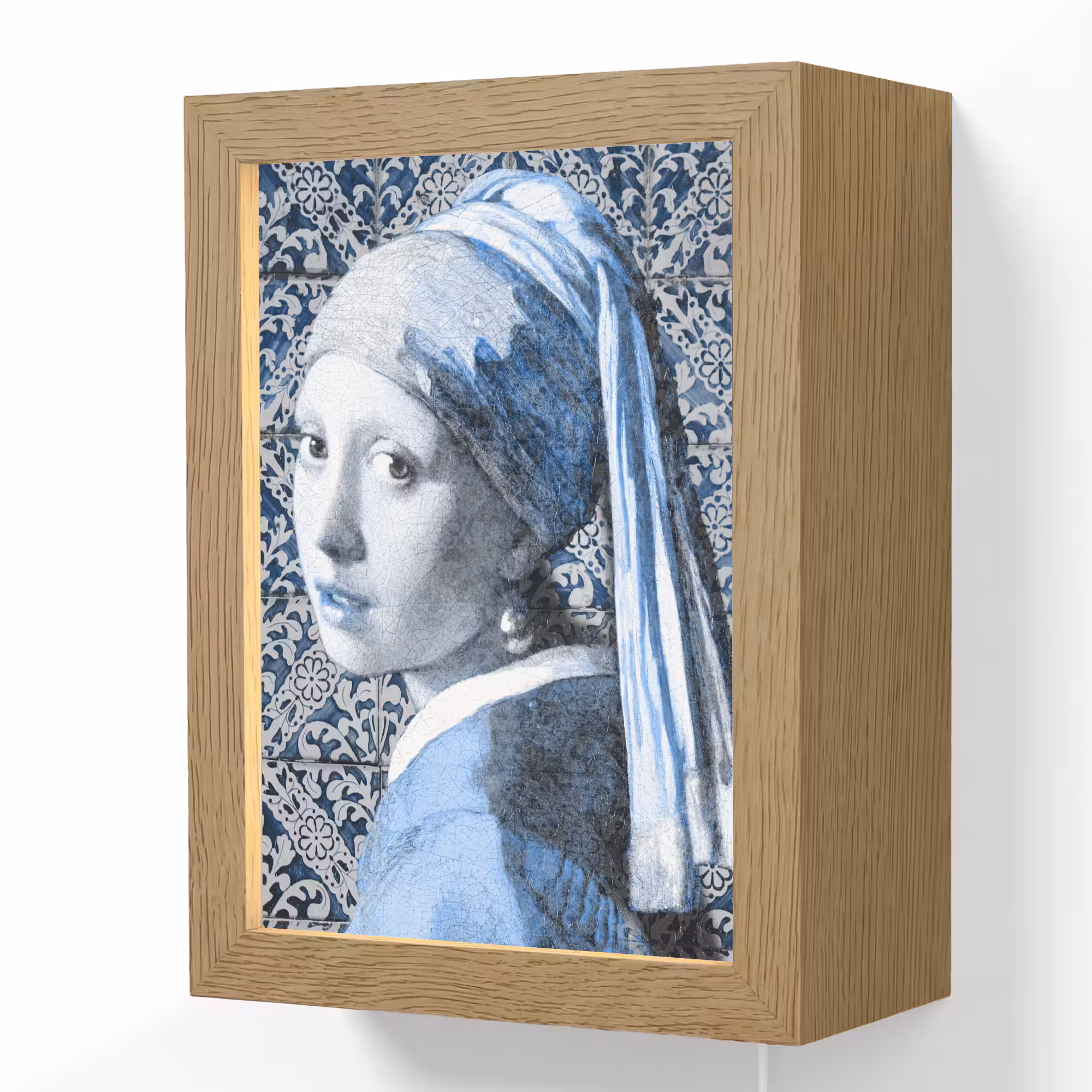 Lightbox - Wandlamp - Meisje met de parel - Johannes Vermeer - Delfts blauw