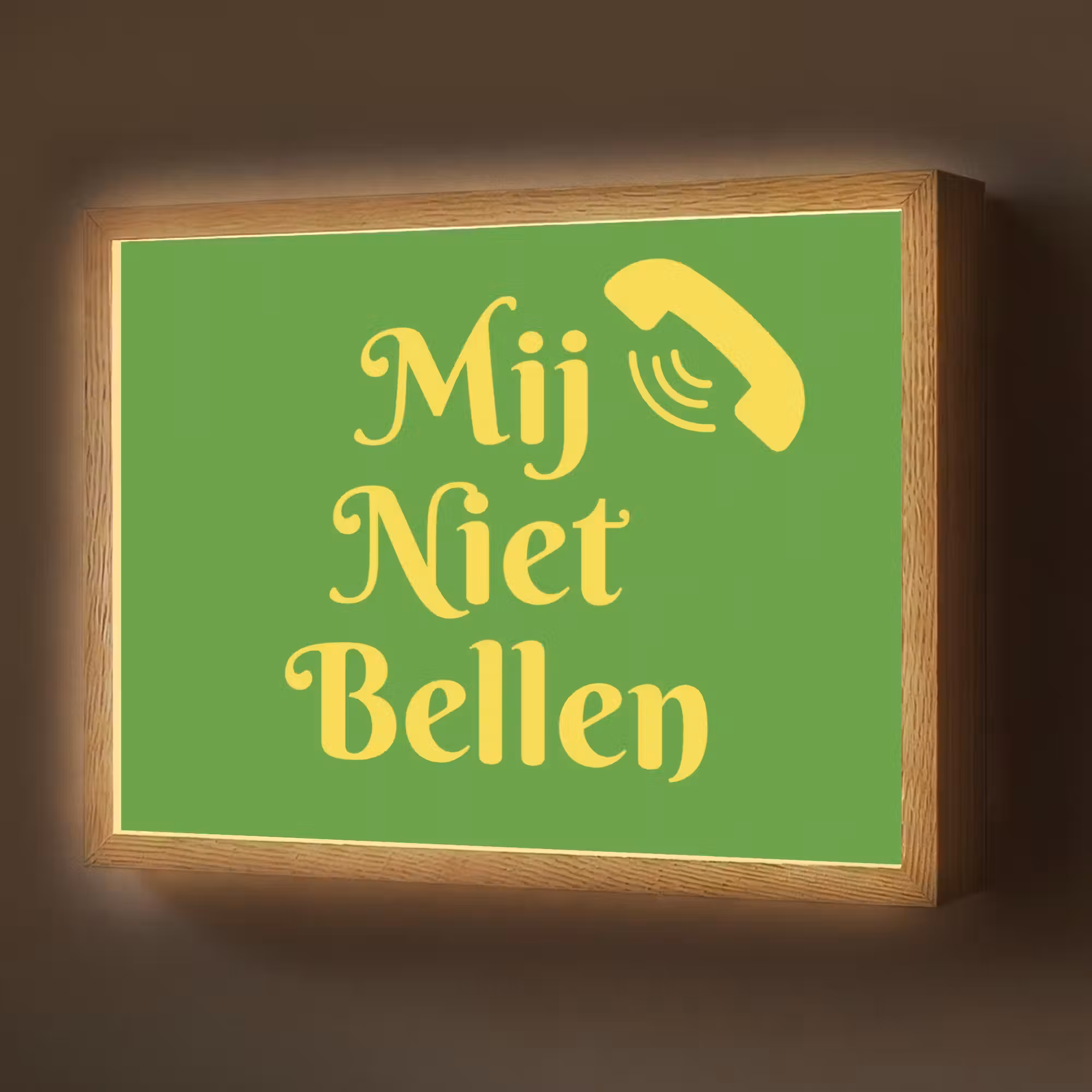 Lightbox - Wandlamp - Mij niet bellen - Telefoon - Groen