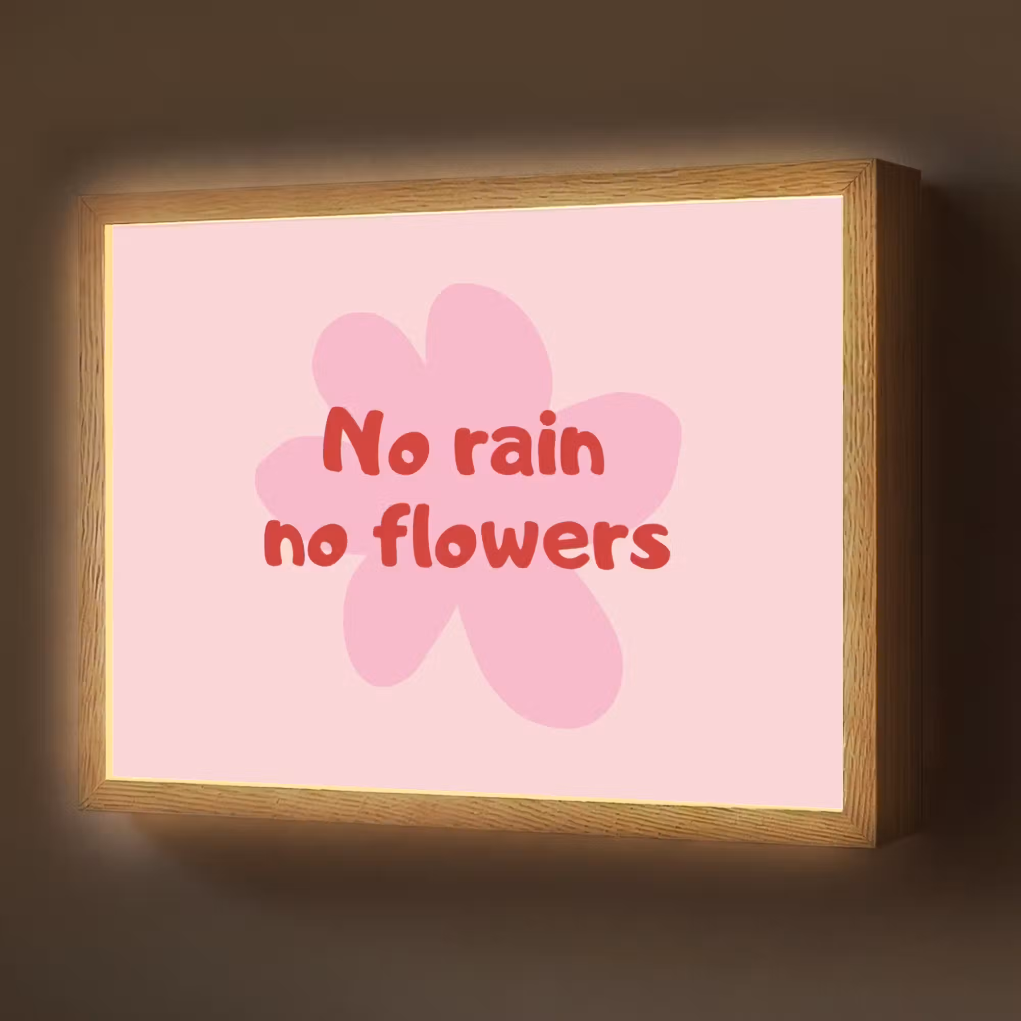 Lightbox - Wandlamp - No rain no flowers - Bloem - Roze