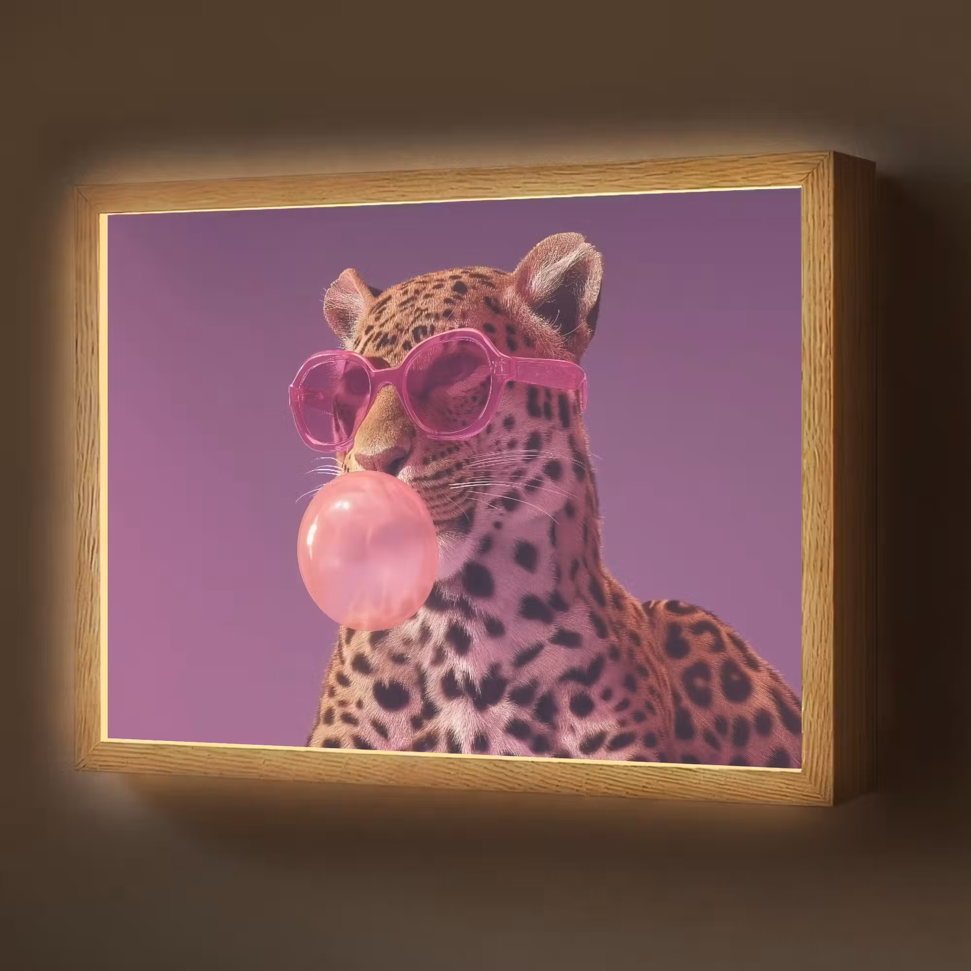 Lightbox - Wandlamp - Panter - Zonnebril - Kauwgombel - Roze