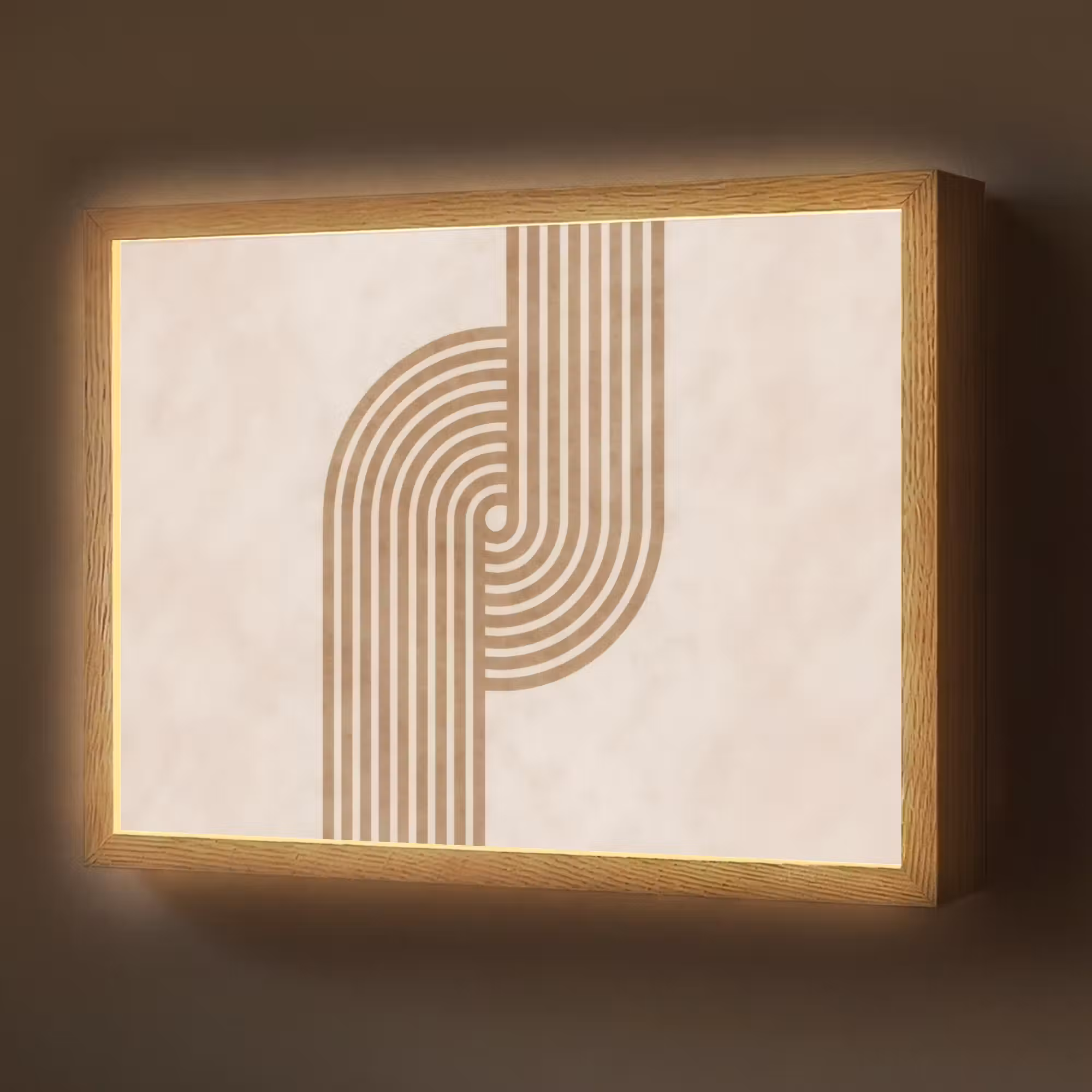 Lightbox - Wandlamp - Symmetrische bocht - Koperkleurig