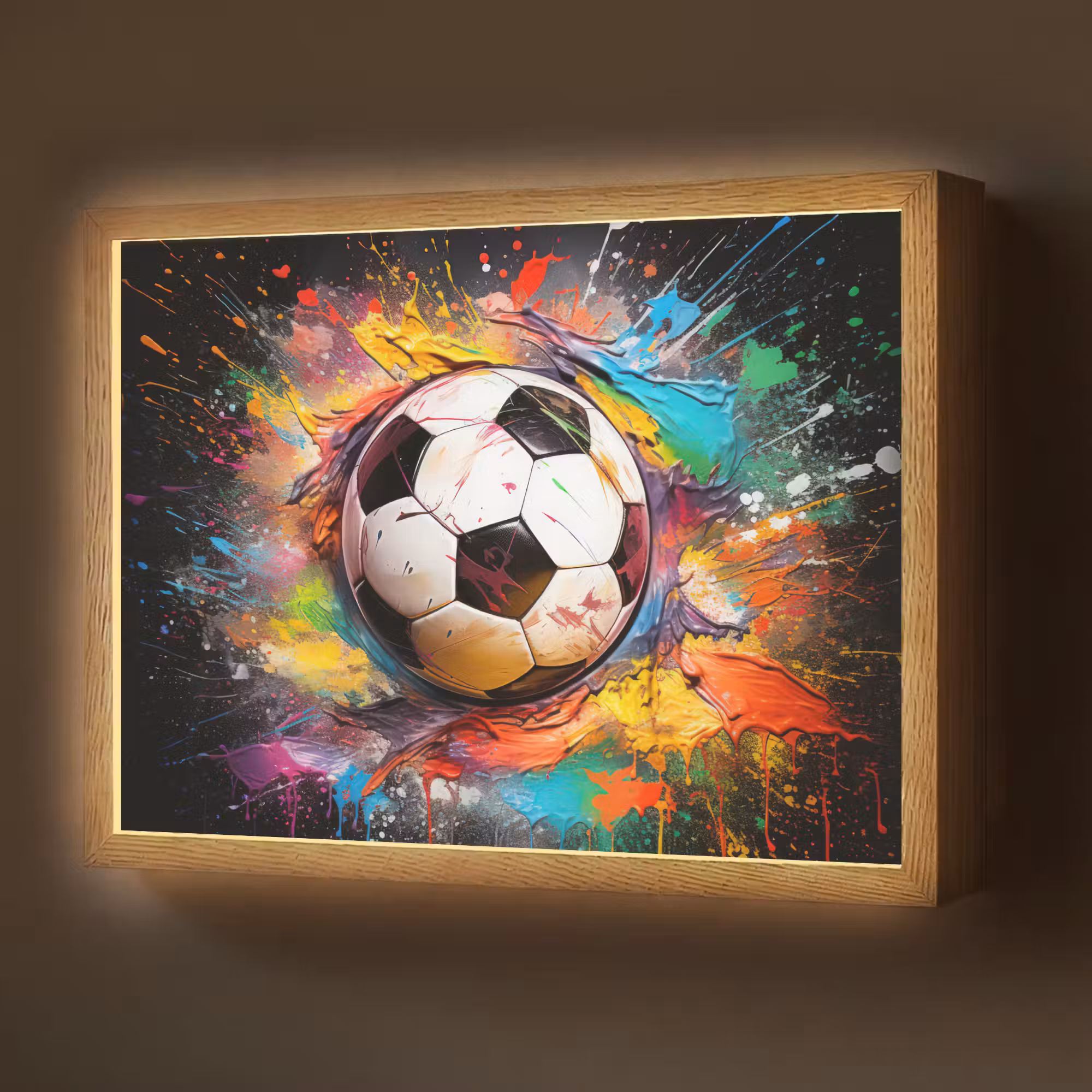Lightbox - Wandlamp - Voetbal - Verf - Kleuren - Zwart - Wit