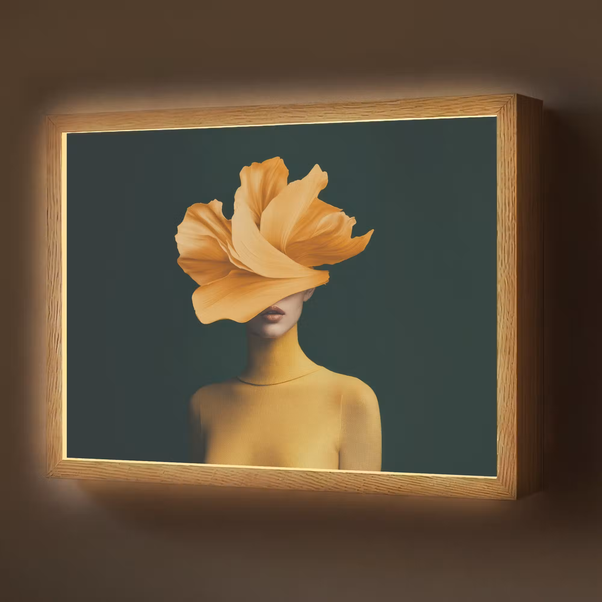 Lightbox - Wandlamp - Vrouw - Hoed - Geel