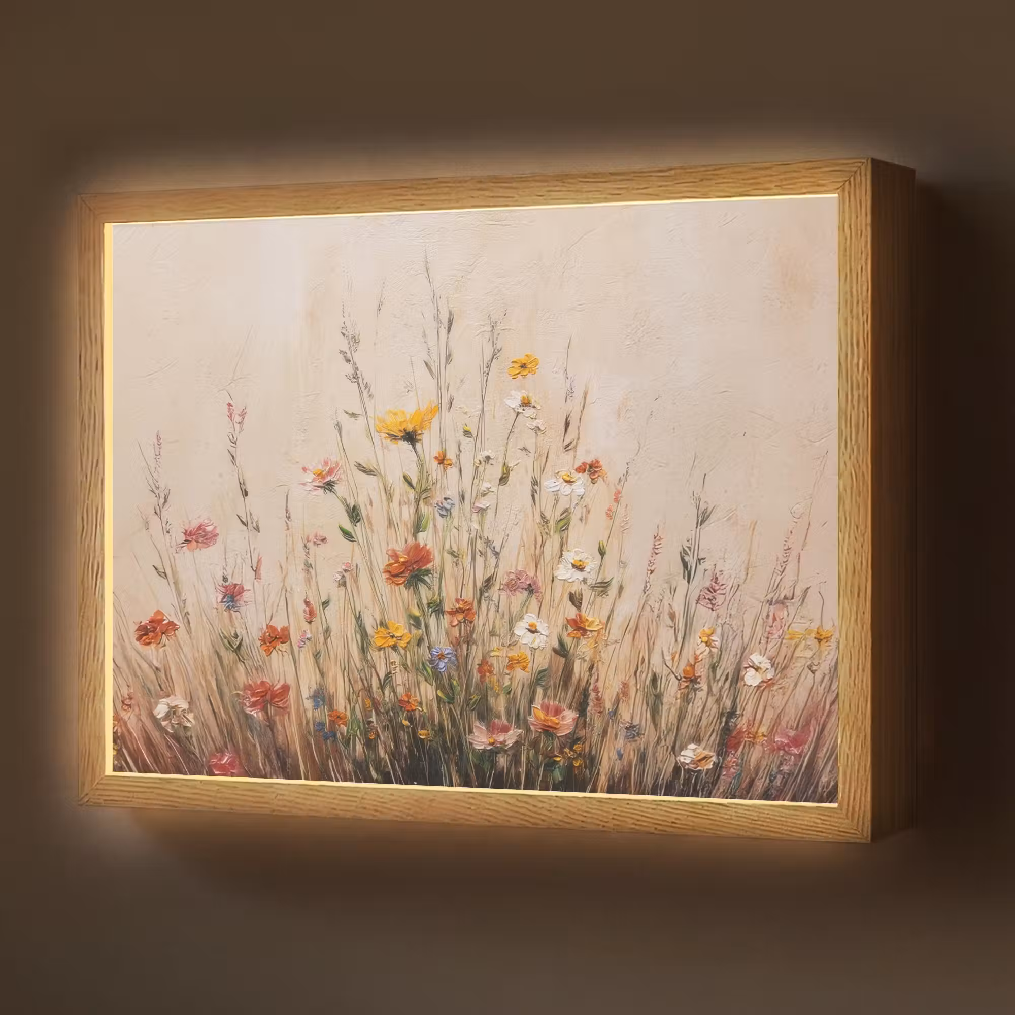 Lightbox - Wandlamp - Wilde bloemen - Penseelstreken - Rustgevend
