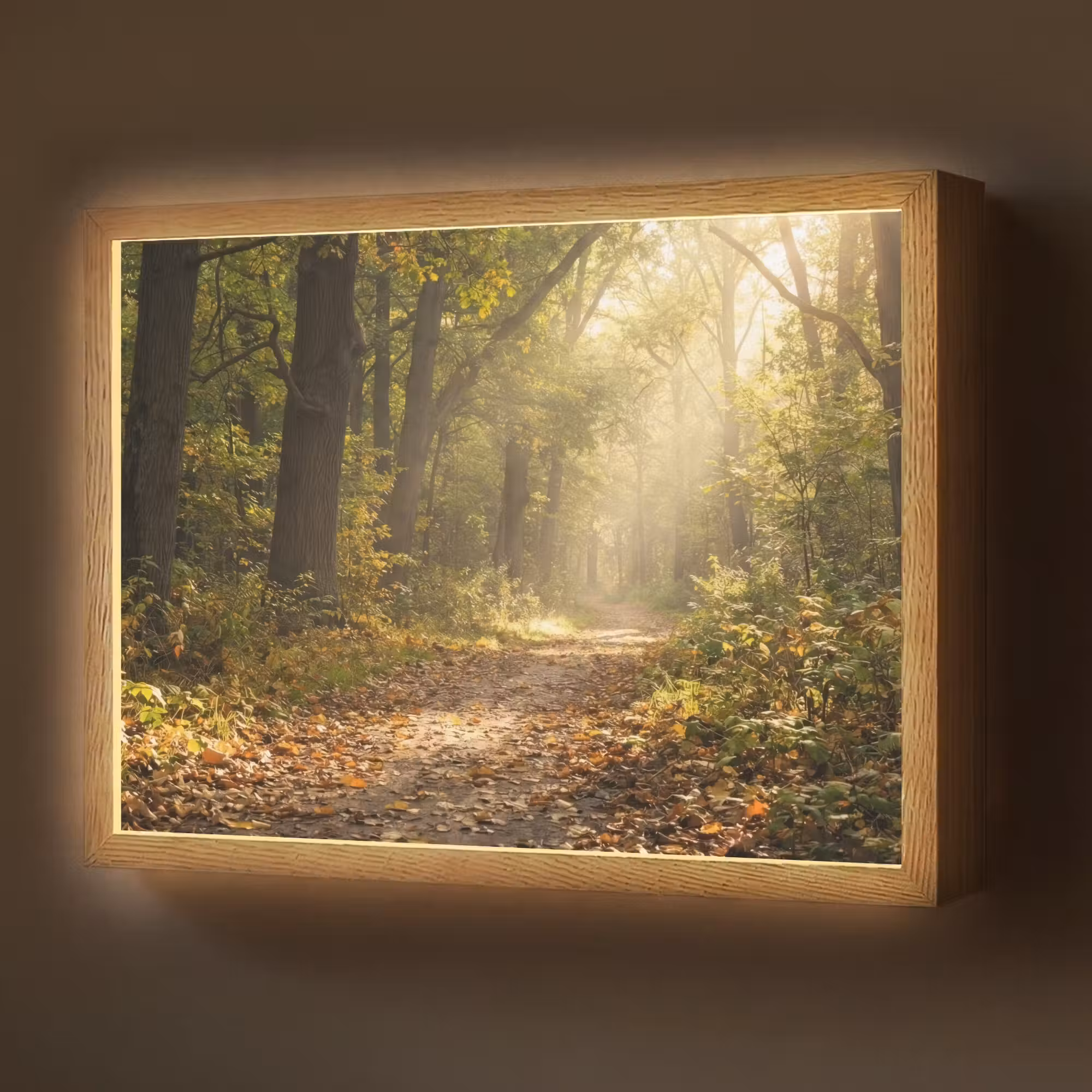 Lightbox - Wandlamp - Zonlicht - Bospad - Bomen