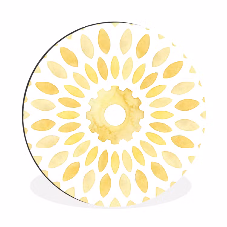 Abstract - Geometrisch - Stralend - Geel Wandcirkel aluminium klein -3d