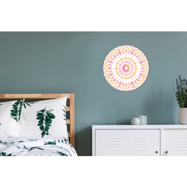 Abstract - Mandala - Kunst - Modern - Roze Wandcirkel aluminium klein -slaapkamer