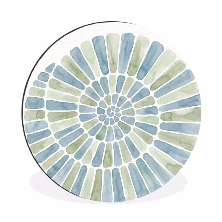 Abstract - Spiraal - Patroon - Modern - Blauw-Groen Wandcirkel aluminium klein -3d
