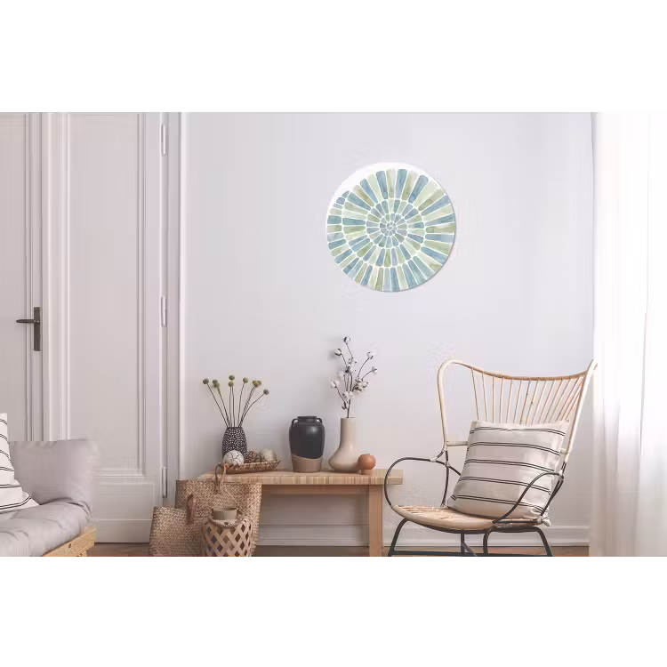 Abstract - Spiraal - Patroon - Modern - Blauw-Groen Wandcirkel aluminium klein -woonkamer