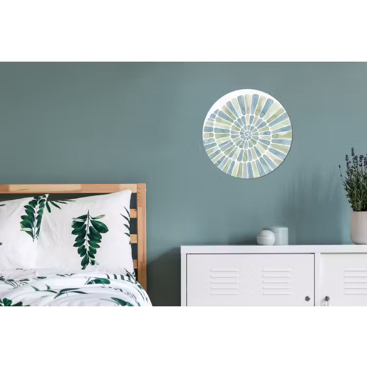 Abstract - Spiraal - Patroon - Modern - Blauw-Groen Wandcirkel aluminium klein -slaapkamer