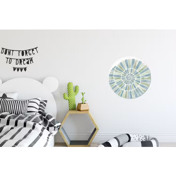 Abstract - Spiraal - Patroon - Modern - Blauw-Groen Wandcirkel aluminium klein -kinderkamer