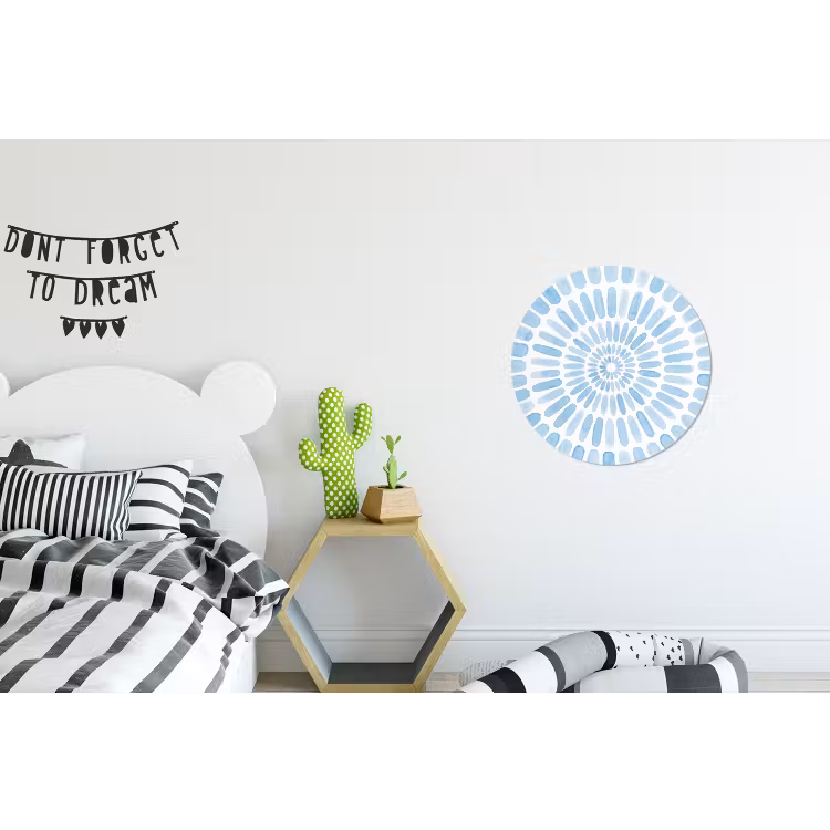 Abstract - Vormen - Kunst - Aquarel - Blauw Wandcirkel aluminium klein -kinderkamer